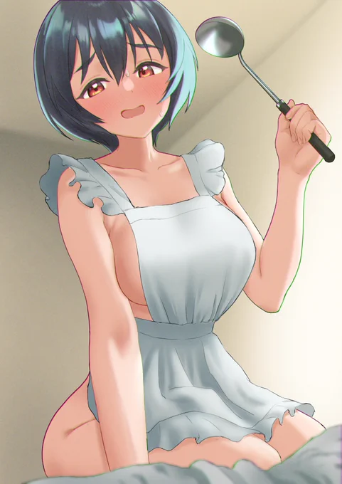 裸エプロン恥ずかし顔差分 