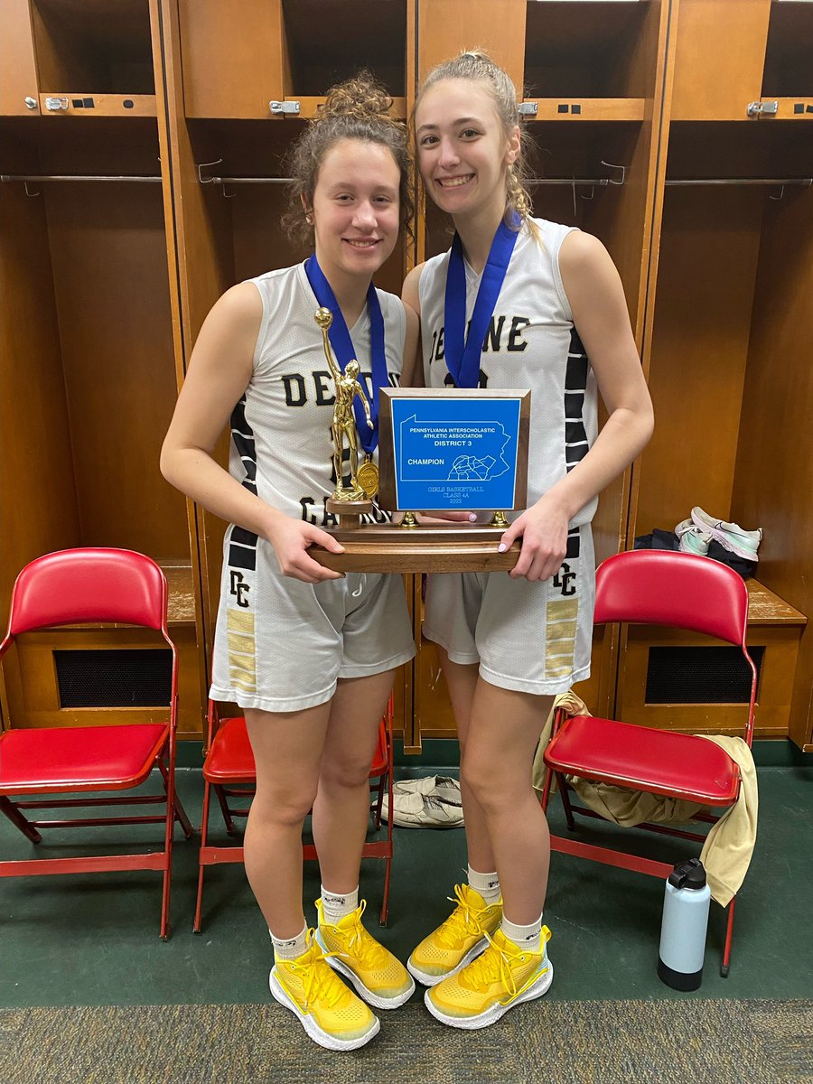 Brielle Baughman and Ella Hughes and Delone Catholic defeated Berks Catholic to secure the PA District 3 4A Championship! #GLPFamily💙🖤💙