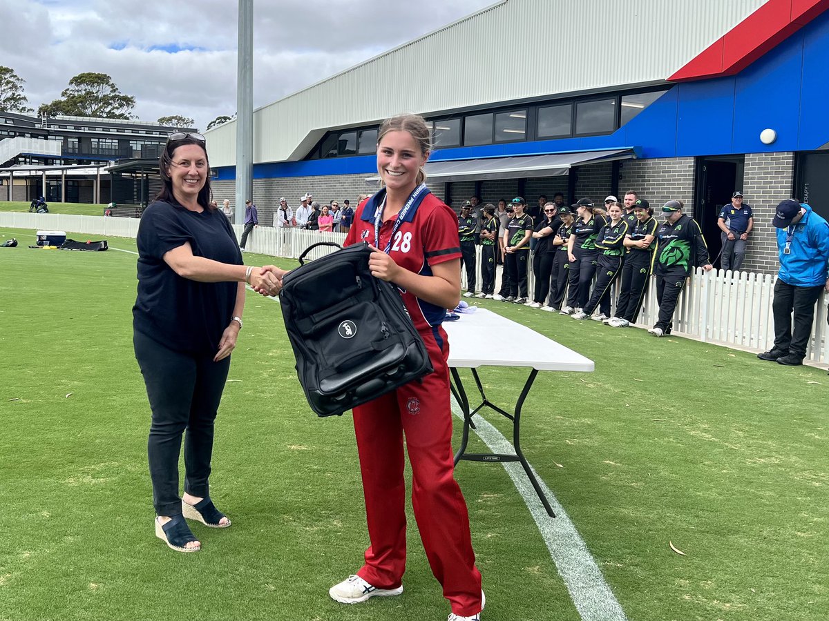 Congrats to our WP2 team who have gone back-to-back by defeating <a href="/boxhillcc/">Box Hill Cricket Club</a> in the final at Beaumaris. Lucy Page accepts the Player of the Match with a final double of 4/12 &amp; 22no. <a href="/vicpremcricket/">Vic Premier Cricket</a>
