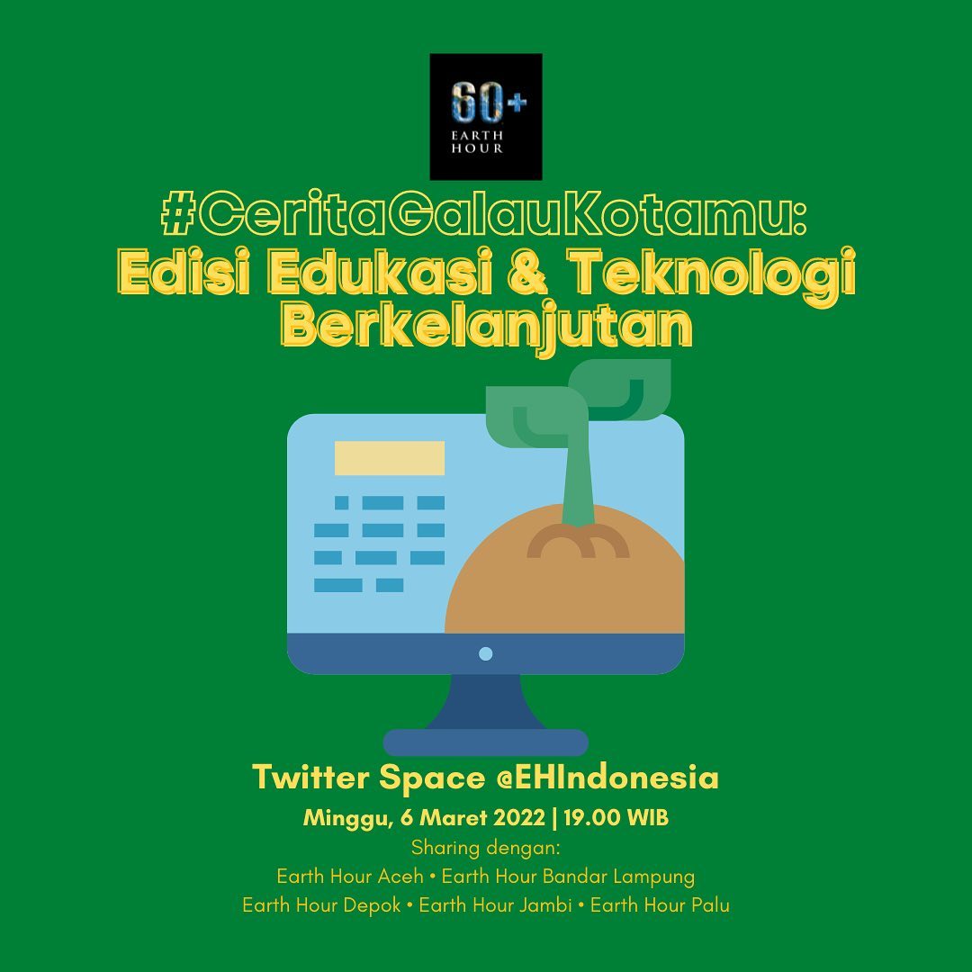 EH_Bdl's tweet photo. Tabik pun! Hai SobatEH! 👋☺️

Nah, kali ini kita bakal ada Twitter Space tentang Edukasi dan Teknologi Berkelanjutan bersama Komunitas Earth Hour dari berbagai kota! Kita akan mengadakan kegiatan sharing cerita (1/3) https://t.co/IcSc8pWIbq