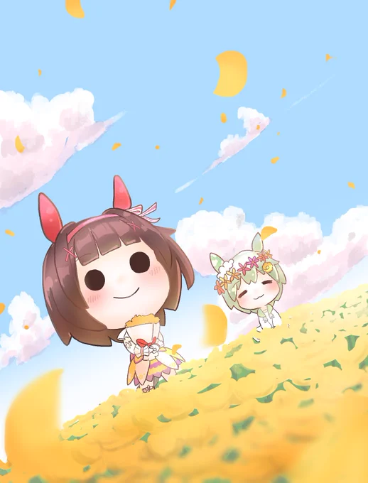 花は咲く
#ウマ娘 #ニシノフラワー 
#セイウンスカイ 