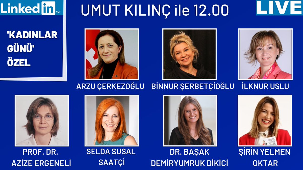 Bugün saat 12.00'de...
#LinkedIn #CANLIYAYIN

<a href="/diskinsesi/">DİSK</a> <a href="/ArzuCerkezoglu/">Arzu A. Çerkezoğlu</a>
<a href="/binnurserbet/">binnur şerbetçioğlu</a> <a href="/ssusal/">selda susal</a>