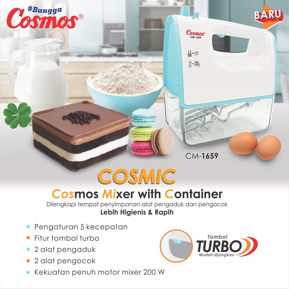 cosmosonline's tweet photo. BARU! Mixer Cosmic (Cosmos Mixer with Container) CM-1659 biru! Cocok banget nih buat yang dapurnya mau serba warna biru. Buat kue jadi makin menyenangkan deh! Setuju?
Β
#BanggaCosmos #MixerCosmos #Mixer #Mixercosmic https://t.co/D4ClXkFqNE