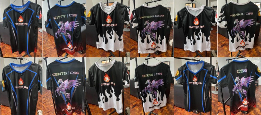 CryptoseaGuild's tweet photo. Eyes here ! 👀
Introducing CryptoSEA Guild very own merch! Designed by one of our member.CSG Scholars wearing the Guild's pride 🔥 

Join us on discord to purchase!
#Metaverseteam #Pegaxy #PegaxyScholars $Vis $PGX https://t.co/lb38LuDsyt