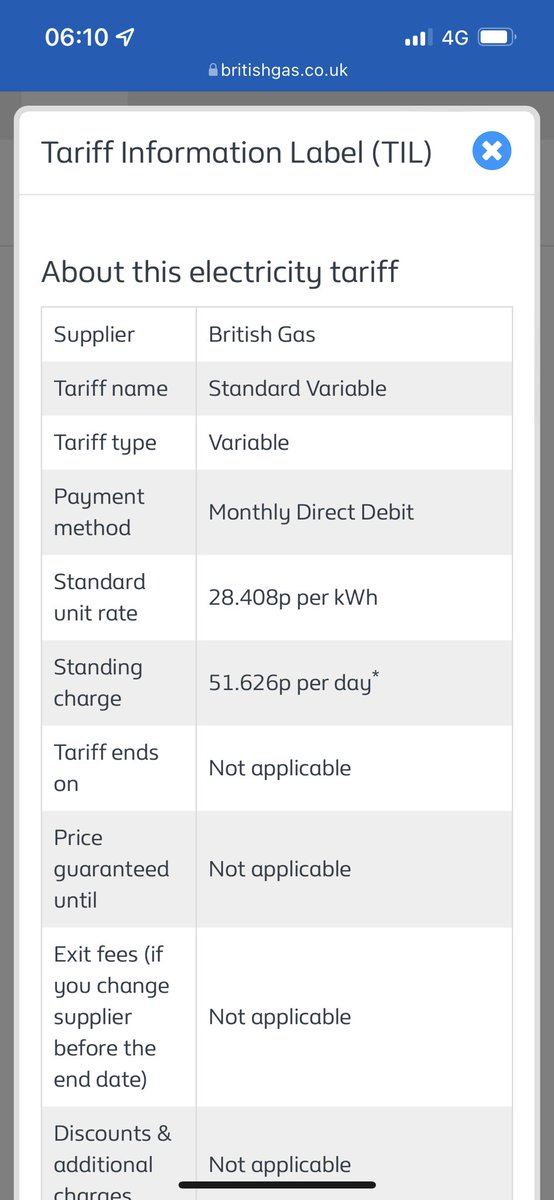 DanThorp5's tweet photo. @MartinSLewis am I right in thinking that @BritishGas are currently charging me well over the current price cap. And even more than aprils new price cap?? My fixed tariff just ended and this is what I’m on now. https://t.co/WAqKIAWCI3