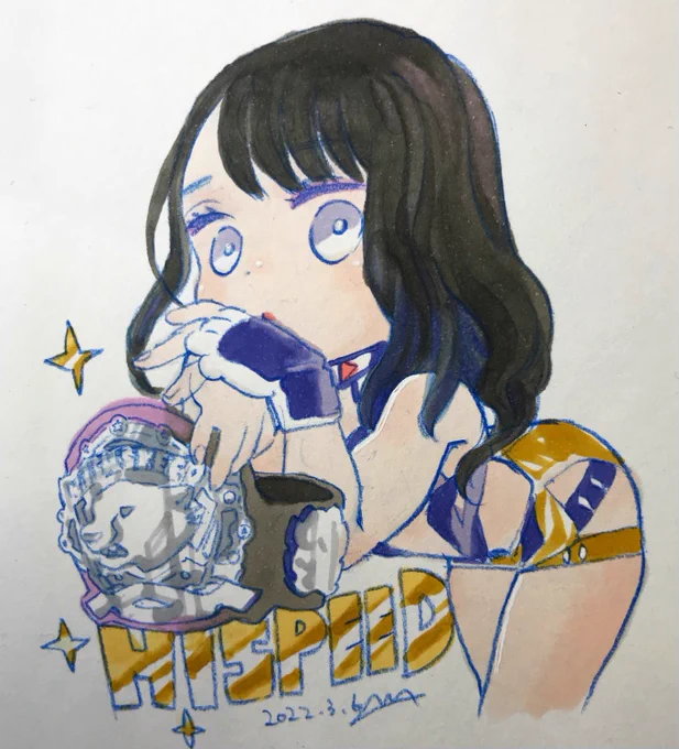 エクステAZM選手にギャー!kawaii💓ってなりましたよね。謎ポーズ!でも楽しかった!!ほんでまたハイスピのベルトデザインかっこいい〜🙌  #STARDOM 