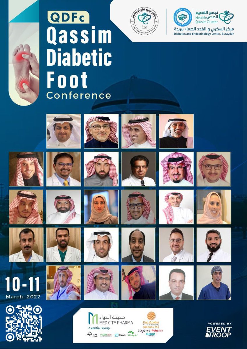 thamersaleh's tweet photo. يسعدني الانضمام لنخبة من الأطباء والجراحين والمختصين على مستوى مملكتنا الحبيبة في مؤتمر القصيم للقدم السكري لإلقاء الضوء على المستجدات فيما يتعلق بطرق الوقاية والعلاج للقدم السكري في مدينة بريدة .
نتشرف بحضوركم جميعاً 
١٠-١١ مارس 
للتسجيل https://t.co/RMPsTC3L2w https://t.co/nBMaxcOVnS