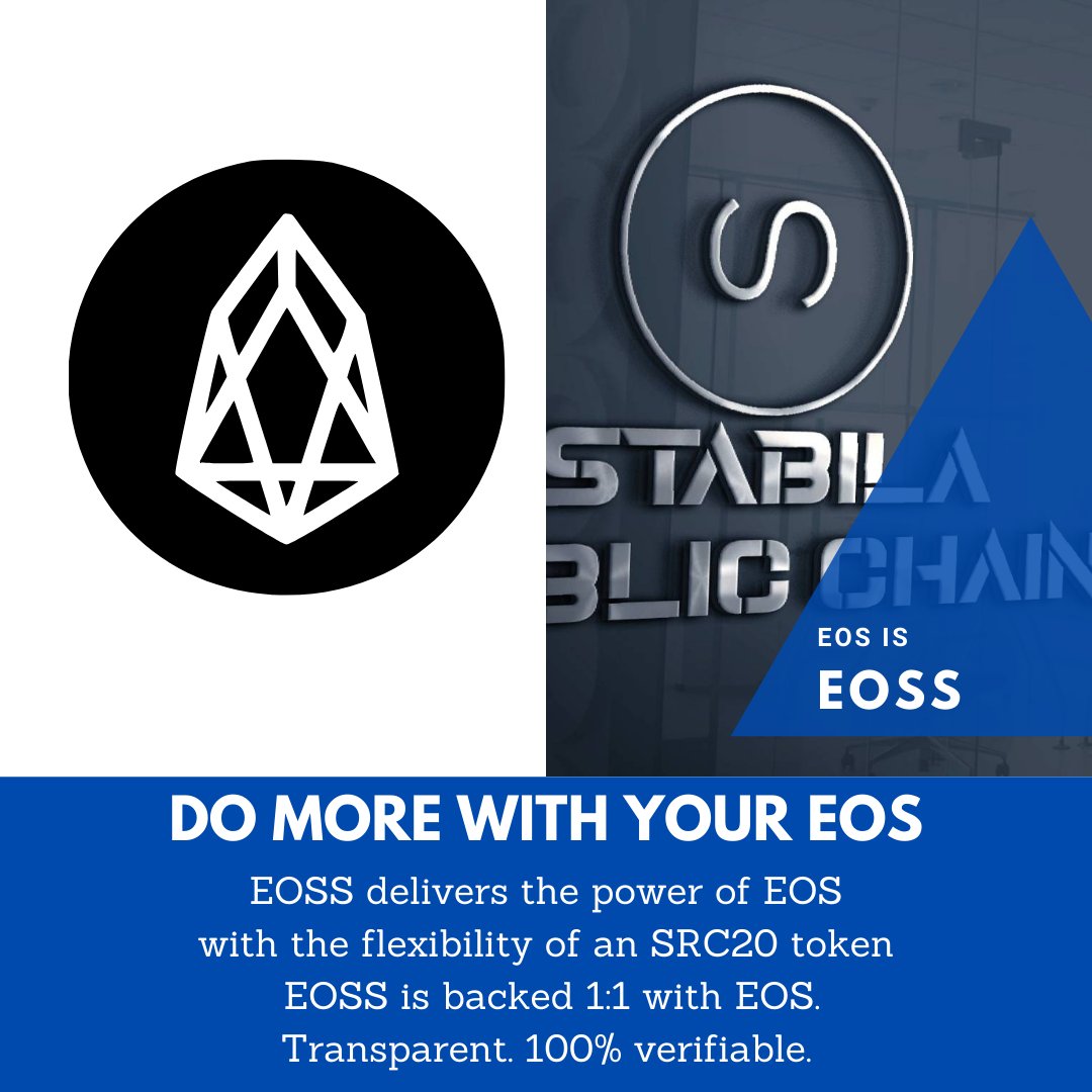 moneta_holdings's tweet photo. DO MORE WITH YOUR EOS ON #STABILA #BLOCKCHAIN. #EOSS delivers the power of #EOS with the flexibility of an #SRC20 #token. EOSS is backed 1:1 with #EOS. Transparent. 100% verifiable.
https://t.co/SmluUvuRAP https://t.co/z4wirzHPPQ