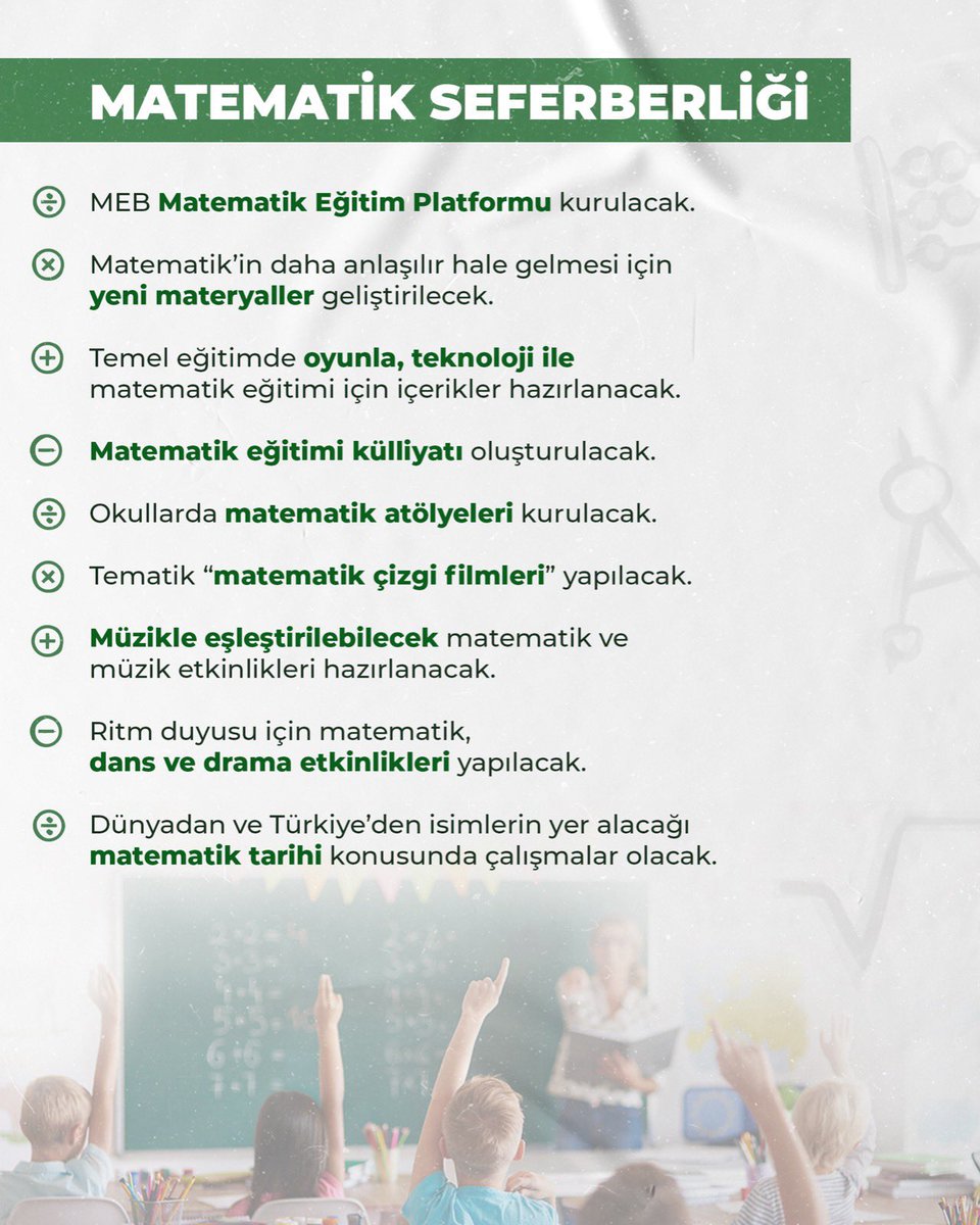 Cengiz GÜNDEŞ (@cgnde) on Twitter photo Milli Eğitim Bakanımız Sayın Mahmut ÖZER :
❝Çocuklarımızın matematiksel düşünme becerisini kazanacağı, öğrenmeyi kolaylaştıran ve sevdiren eğitim materyalleri, etkinlik ve atölyeler geliştireceğiz.❝
<a href="/tcmeb/">Millî Eğitim Bakanlığı</a> #MatematikSeferberliği Milli Eğitim Bakanımız Sayın Mahmut ÖZER :
❝Çocuklarımızın matematiksel düşünme becerisini kazanacağı, öğrenmeyi kolaylaştıran ve sevdiren eğitim materyalleri, etkinlik ve atölyeler geliştireceğiz.❝
<a href="/tcmeb/">Millî Eğitim Bakanlığı</a> #MatematikSeferberliği