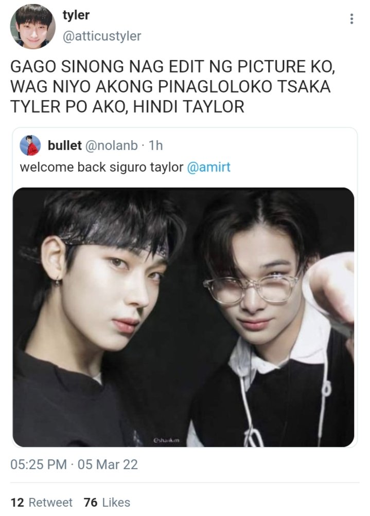 lvrnsl's tweet photo. copy &amp; paste 

Sunki (?) au wherein Tyler (ksn) lives a simple but happy life with his trusted group of friends. On the other hand, Taylor (ksn) living an opposite world. Both of them aren’t aware of each other’s existence. Not until their path cross. https://t.co/AifBJJxGjo