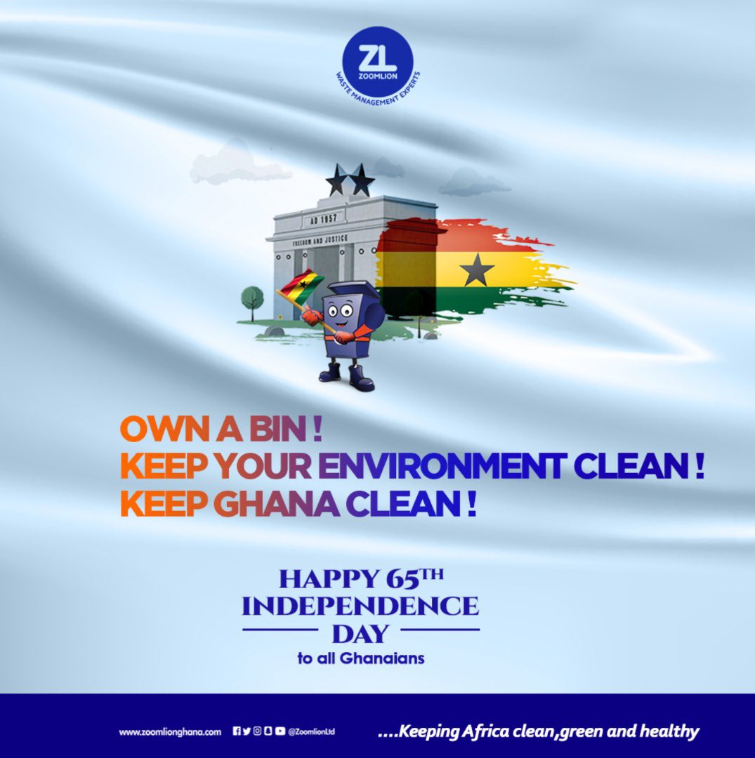 ZoomlionLtd's tweet photo. Our independence cannot be complete without a clean environment. Make an effort to keep your environment clean.

Happy 65th Independence Day!
#GhanaAt65
#GhanaIndependenceDay https://t.co/rX3S8w106h