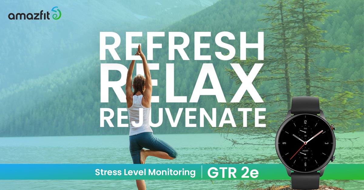 AmazfitIN's tweet photo. Track your stress levels actively on GTR 2e to prevent uninvited anxiety on your hectic days! 🧘♂️✨
Available on our website, Amazon and Flipkart.
#AmazfitGTR2e #Amazfitindia #Anxiety #Stress #Lifestyle #Health #Fitness #WorkLife #Smartwatch #UpYourGame #SmartHealthMadeEasy https://t.co/nvOuHGkdh8
