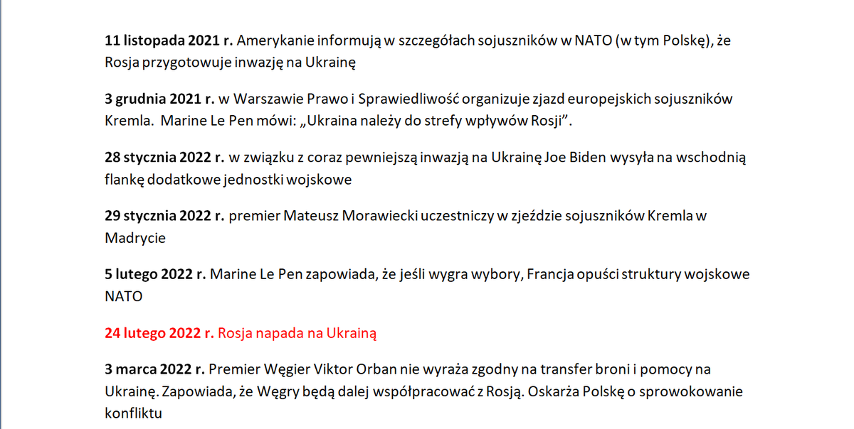 Bart_Wielinski's tweet photo. ‼️Co robił #PiS, gdy Amerykanie przestrzegali przez rosyjską inwazją na Ukrainę?

Zacieśniał związki z agentami Kremla w Europie: Le Pen i Orbanem. Hańba.

Oto najważniejsze daty 
⬇️⬇️⬇️⬇️⬇️ https://t.co/2YfOOIBrJ8