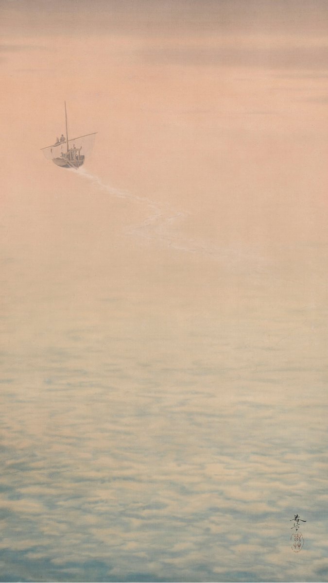 出品作品紹介】 菱田春草《夜明けの海》 ほとんど線を用いずに空から海