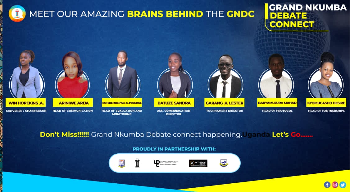 udpccampaign's tweet photo. Meet the organising committee of the GNDC. Proudly organized by @NkumbaDebate @ForumGuild @UDPC4 @NUTaxSociety 

#UgandLetsgo https://t.co/Q4nqRQAcz5