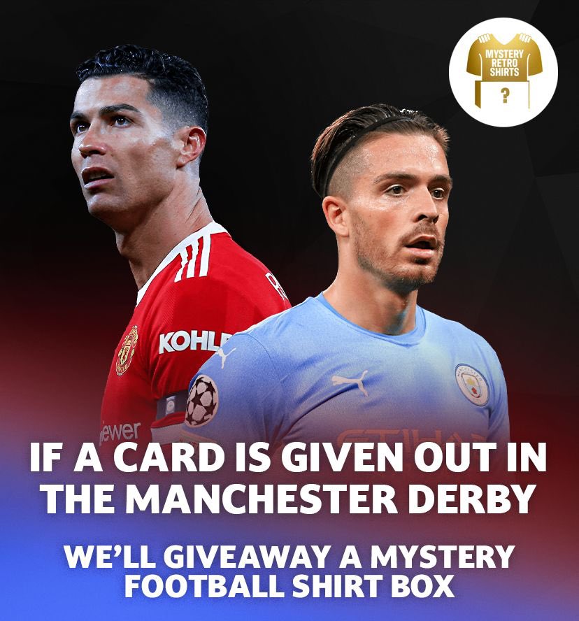 FTBLsection's tweet image. If a card is handed out in the Manchester derby today we’ll giveaway a mysteryretroshirts.co.uk box!🎁

Retweet &amp;amp; follow us to enter.📲