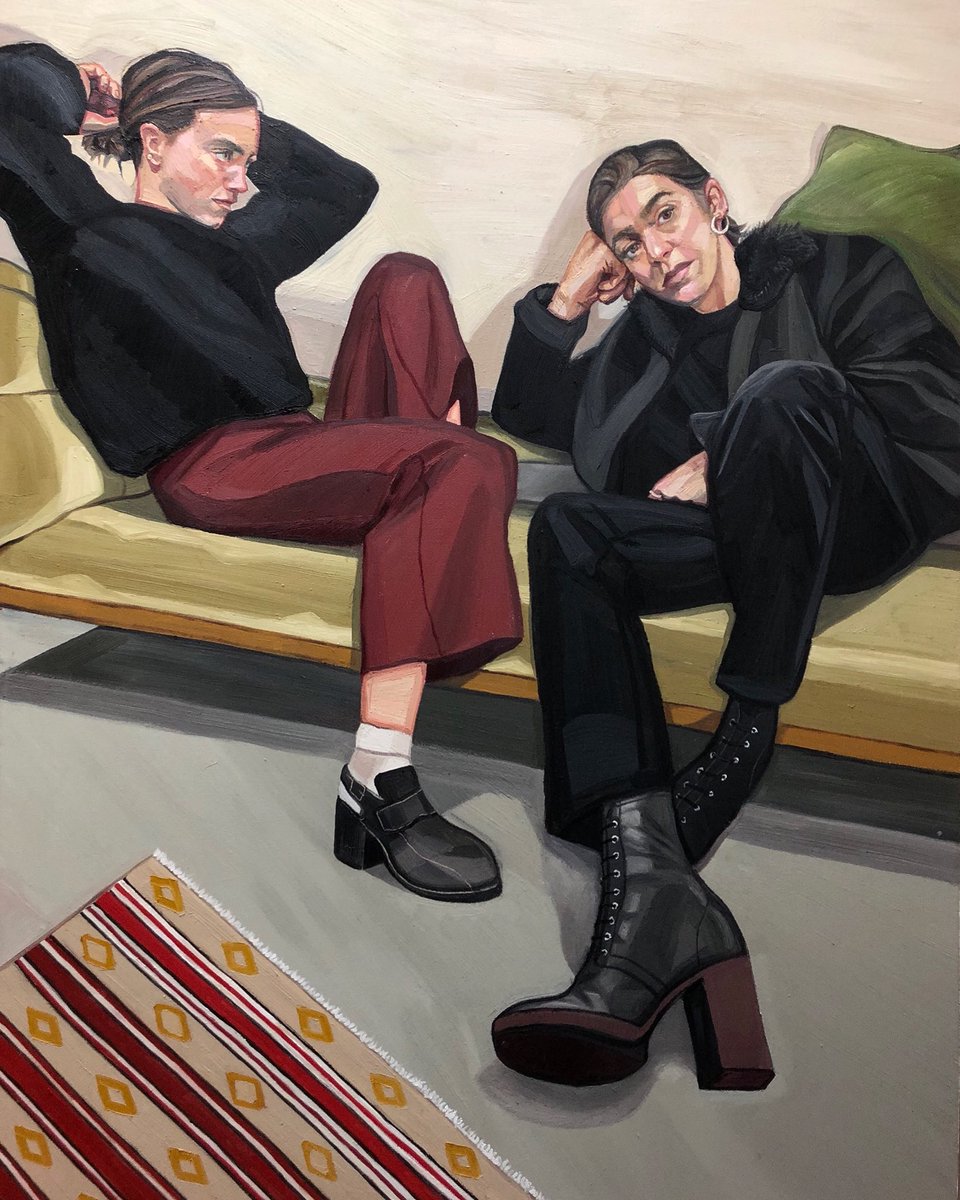 'A Portrait of two Female Painters' by contemporary UK portrait &amp; figurative artist Ania Hobson #WomensArt