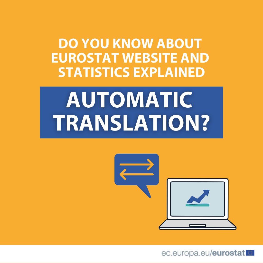 EU_Eurostat's tweet image. 📊Automatic translation is available for the Eurostat website and #StatisticsExplained articles in any one of the 24 official EU languages. 🇪🇺
Go to any page and click on the blue ‘Translate’ icon on the top right-hand side❗
👉europa.eu/!NYnFqk