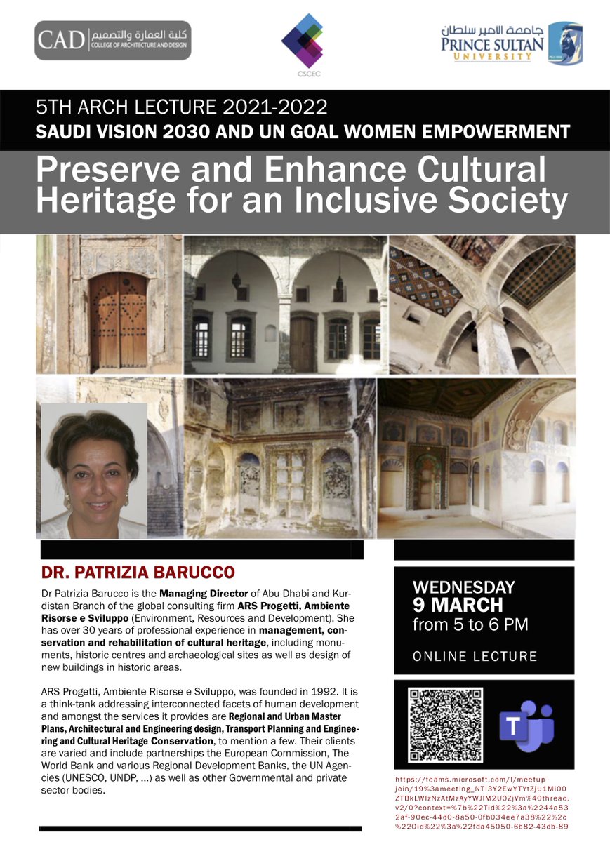 Do not miss PSU ARCH department´s, CAD, 5th ARCH LECTURE. #saudivision2030 #womenempowerment #womeninarchitecture @psu_arch