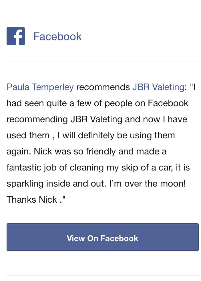 JbrValeting's tweet photo. Another great review - March 2022 https://t.co/Znc4xrm7Ev