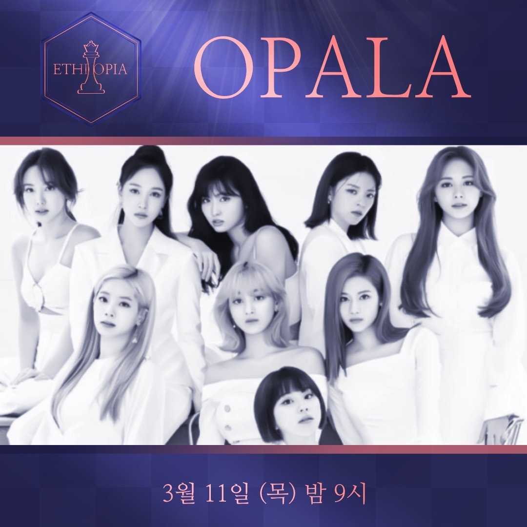 fmashow_'s tweet photo. [#에티오피아로가는길] Teaser Image

OPALA

🌎 Worldwide Live Streaming from 9PM - 10PM KST

Who is your QUEEN? Who will take the CROWN?

⚠️ All This Is Fictional ⚠️ 

#roadtoethiopia #에티오피아로가는길 #fmashow #fkpop #fictional #whoistheQUEEN #OPALA https://t.co/0IGgA4v0Dj