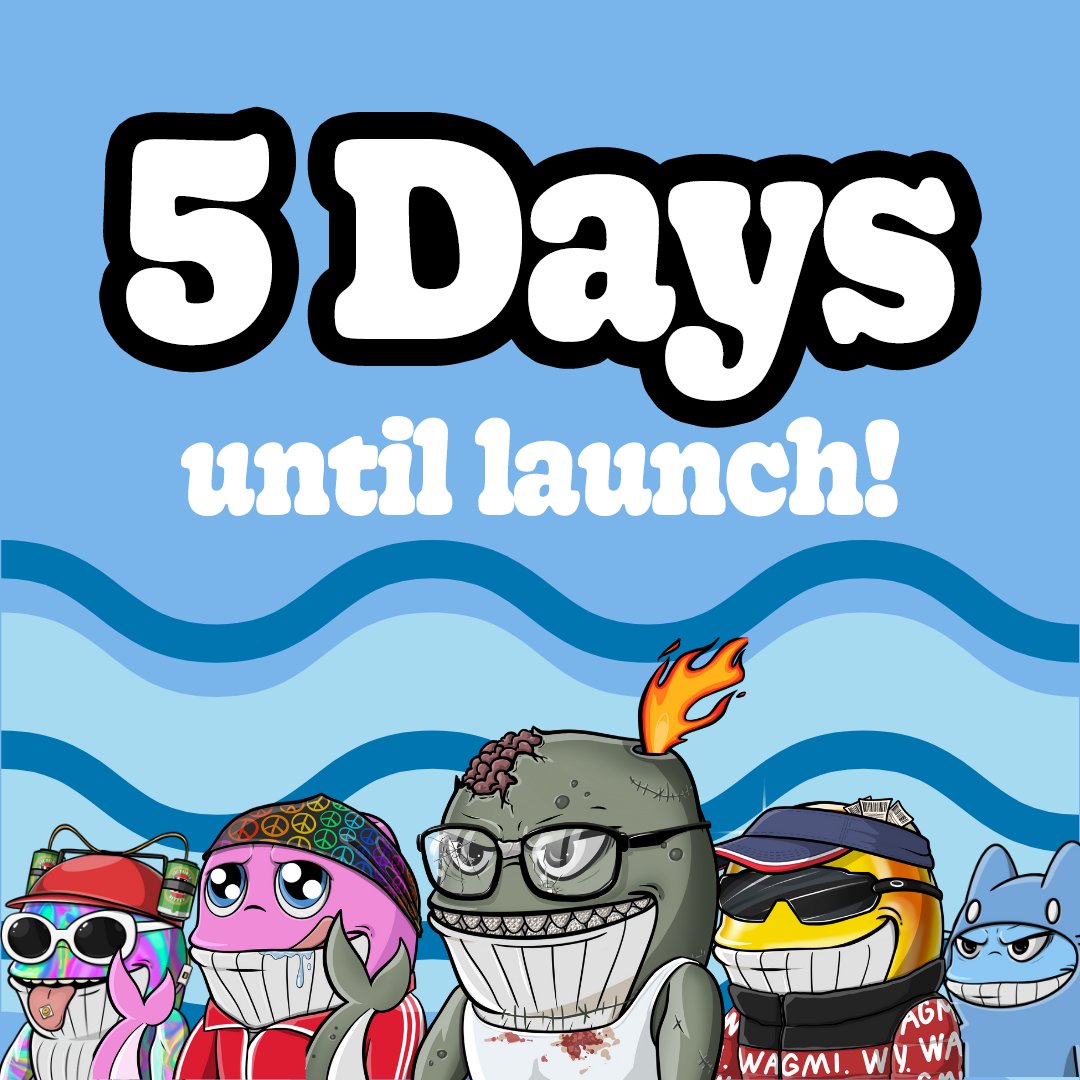 🚨 5 DAYS TO LAUNCH 🚨

To celebrate, we are giving away 5 WL spots!

1⃣ Like and RT
2⃣ Follow <a href="/whales_nft/">CryptoWhales 🐋 ❁</a> 

Our Discord is pumping and we are so excited to embark on this journey with y'all!