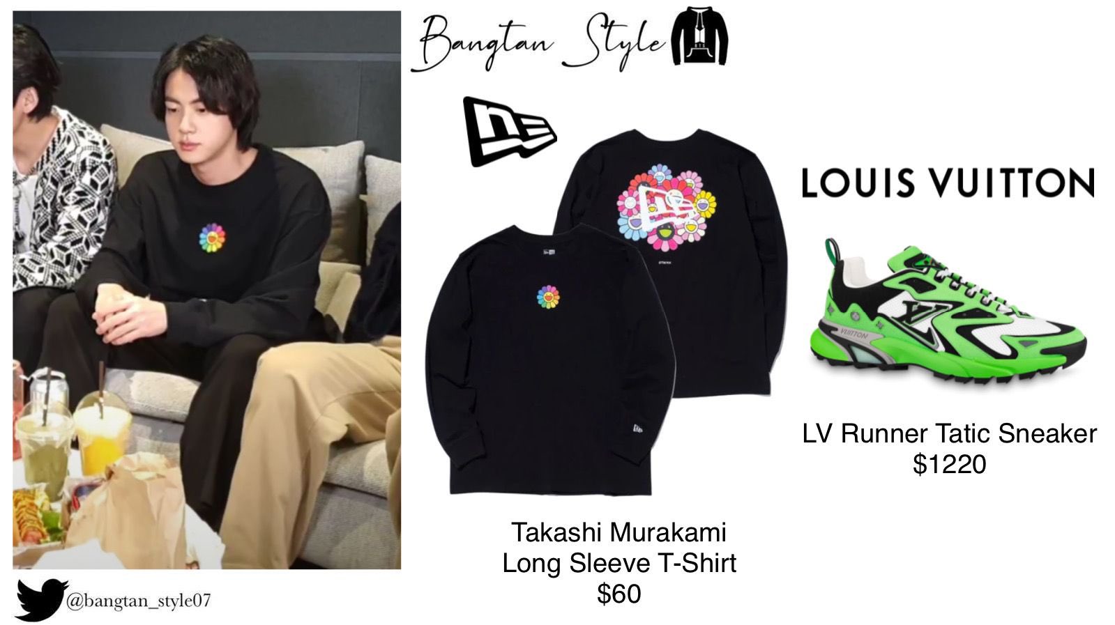 Bangtan Style⁷ (slow) on X: Twitter Post 210809 Namjoon wears LOUIS VUITTON  Denim Short-Sleeves Shirt ($1080) & LVxNBA LV Trainer Mule ($1030). #RM  #BTS @BTS_twt  / X