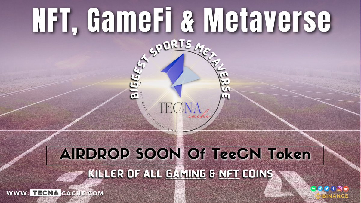TecnaCache's tweet photo. $TeeCN Token Airdrop Soon... The Primary #Token of #TecnaCache #Sports #Metaverse and TeeCN Token EcoSystem. https://t.co/adnRMBYTzI