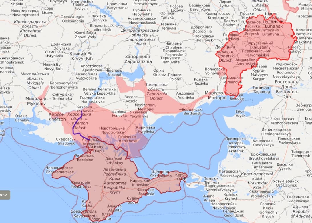 Карта юга россии и украины с городами