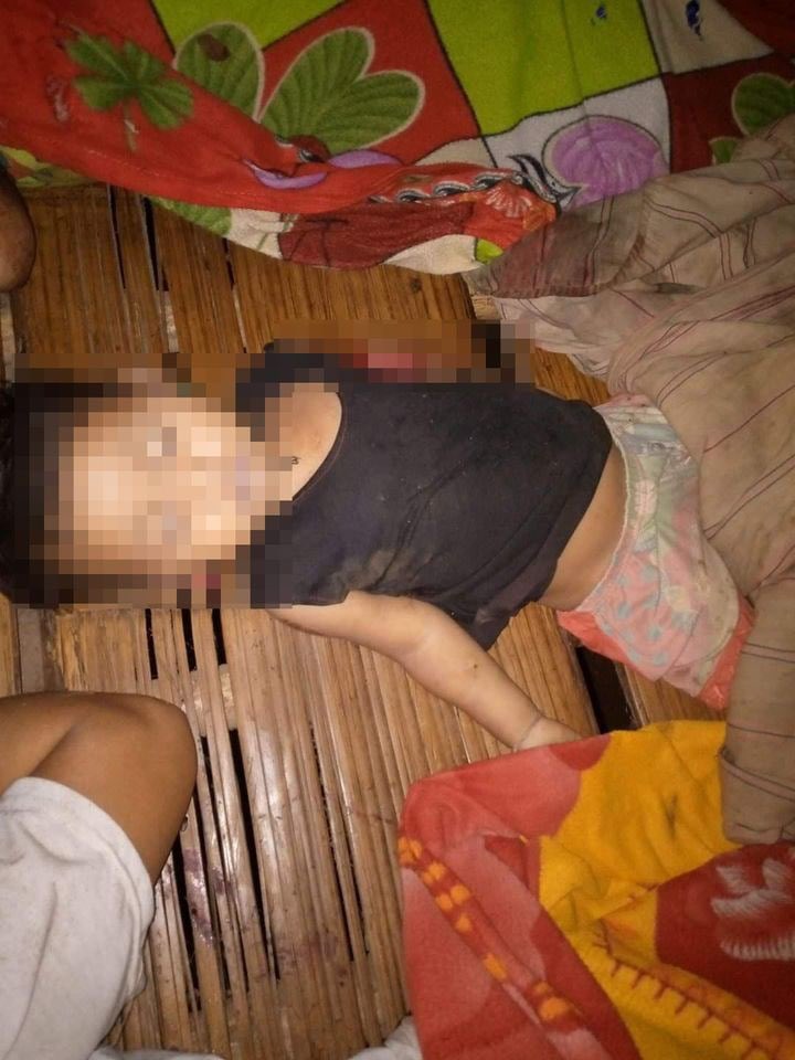 Treza992's tweet photo. KPSM stated that 7 local residents including a 2 yo child and a pregnant woman died and 4 including a 3 yo child got severely injured due to the shelling of artilleries by junta troops last night. #2022Mar6Coup #WhatsHappeningInMyanmar https://t.co/mihhMu7Kn0