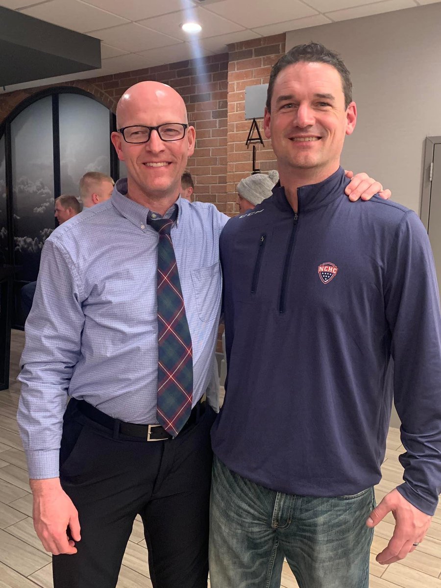 WMHOfficials's tweet photo. Congrats to West Michigan officials Brent Gawlik and John Philo, as they both were honored last night by @TheNCHC for their retirements from NCAA hockey. Brent skated 27 total seasons, and John 25 total seasons. Two great officials, and even greater people. https://t.co/g8fvhiwwHI
