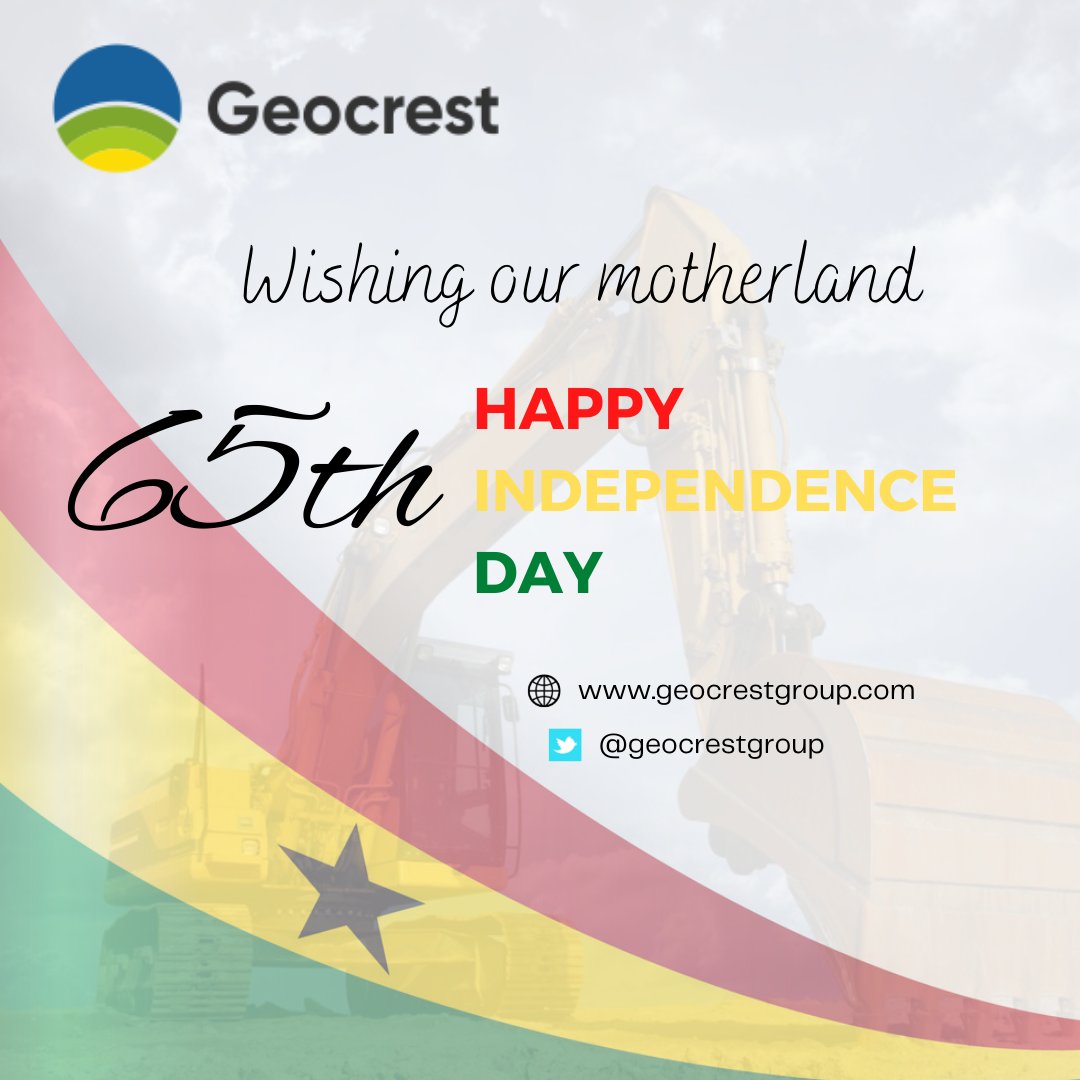 geocrestgroup's tweet photo. In a bid to bounce back better, let's keep working together.
Happy Independence Day.
#geocrestgroup
#Ghana
#GhanaAt65
#Independenceday
#minning https://t.co/52arYr7l8h