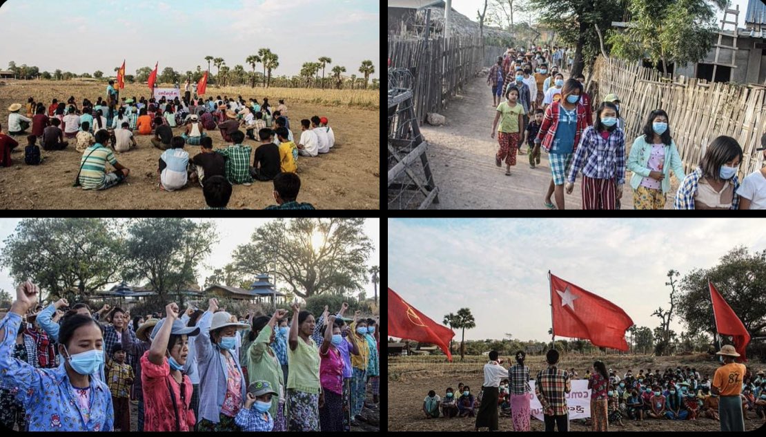 Treza992's tweet photo. The main strike, led by the Monywa People, marched today to show their solidarity against terrorist regime.  #MassacreInMyanmarByJunta #2022Mar6Coup #WhatsHappeningInMyanmar https://t.co/cDh8YmJ2OJ