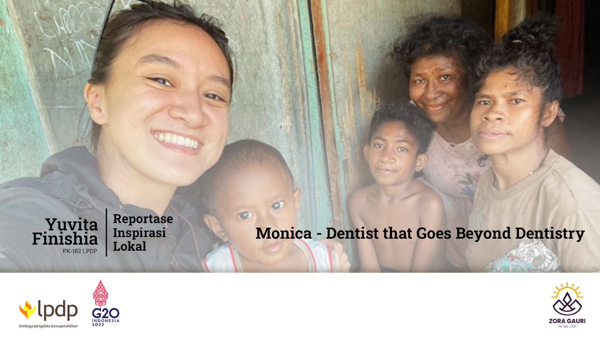Reportase Inspirasi Lokal :
Monica - dentist that goes beyond dentistry.

youtu.be/M5irYPjoiyU

<a href="/LPDP_RI/">#DiriUntukNegeri</a> 

#DiriUntukNegeri
#SDMUnggulIndonesiaMaju #AkuPastiMengabdi