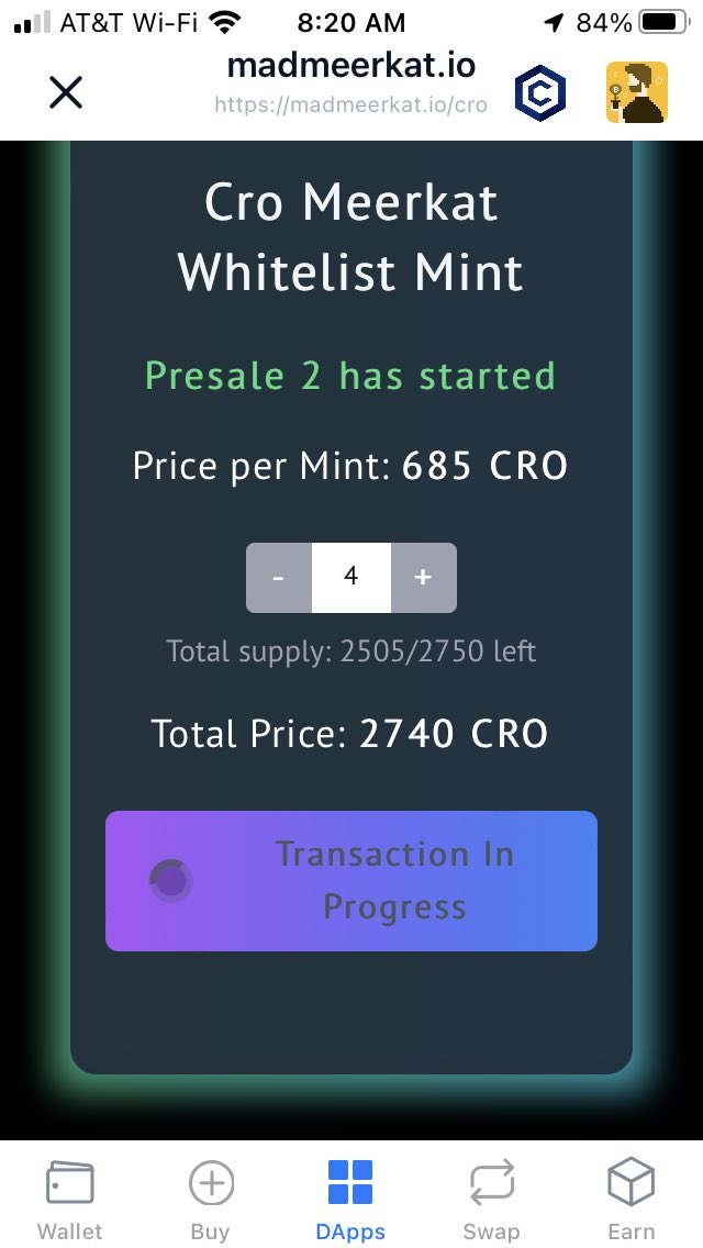 crypto_grillo's tweet photo. @MadMeerkatNFT I was in the presale early. I hit the button a second after it turned to mint. My transactions reverted twice and I got nothing. https://t.co/U1RGOaGSDj
