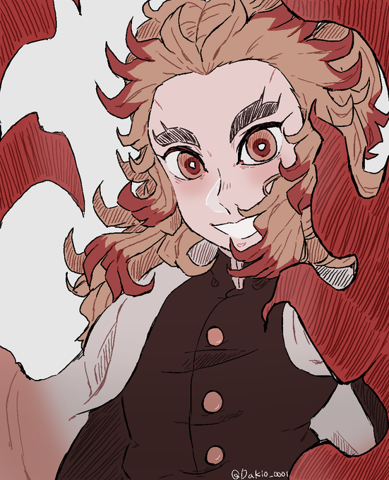 🥢 / ∀. KIO @ﾌｫﾛﾊﾞ💯さんがTwitterに投稿した煉獄杏寿郎(鬼滅の刃)のイラスト。