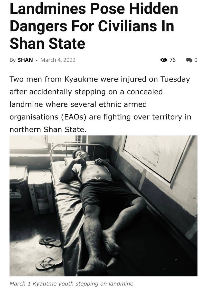 The threats that civilians face as a result of the RCSS's movement south, out of regions of Northern Shan; significant landmine poisoning in civilian areas. #MassacreInMyanmarByJunta #2022Mar6Coup #WhatsHappeningInMyanmar