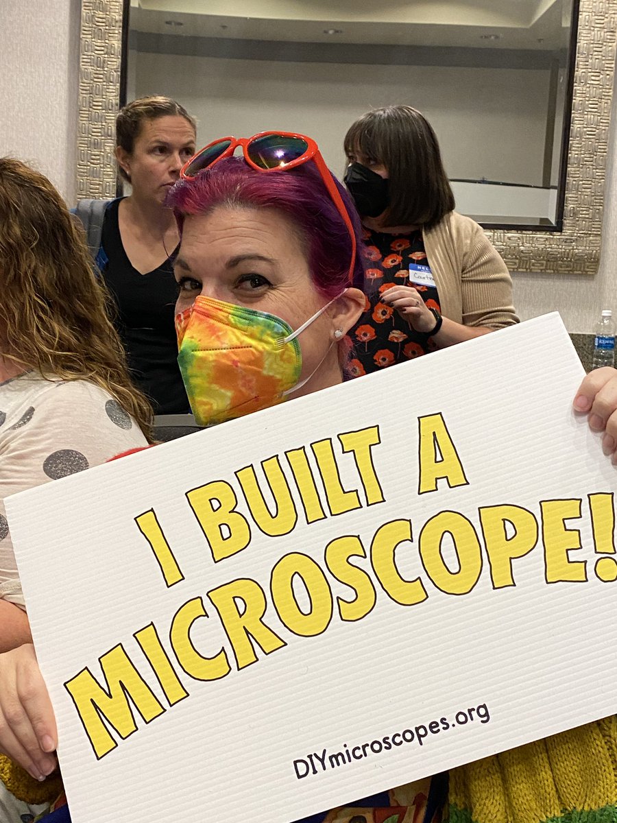 SaraBookworm's tweet photo. Have I mentioned that I MADE A MICROSCOPE?! I’ve never been so excited for a session in my life.  It’s pretty amazing for $10!!! Seriously this is so cool and genius and awesome #ncties22 #ourgravelly #missionsuccess https://t.co/SNV0gsvyRu