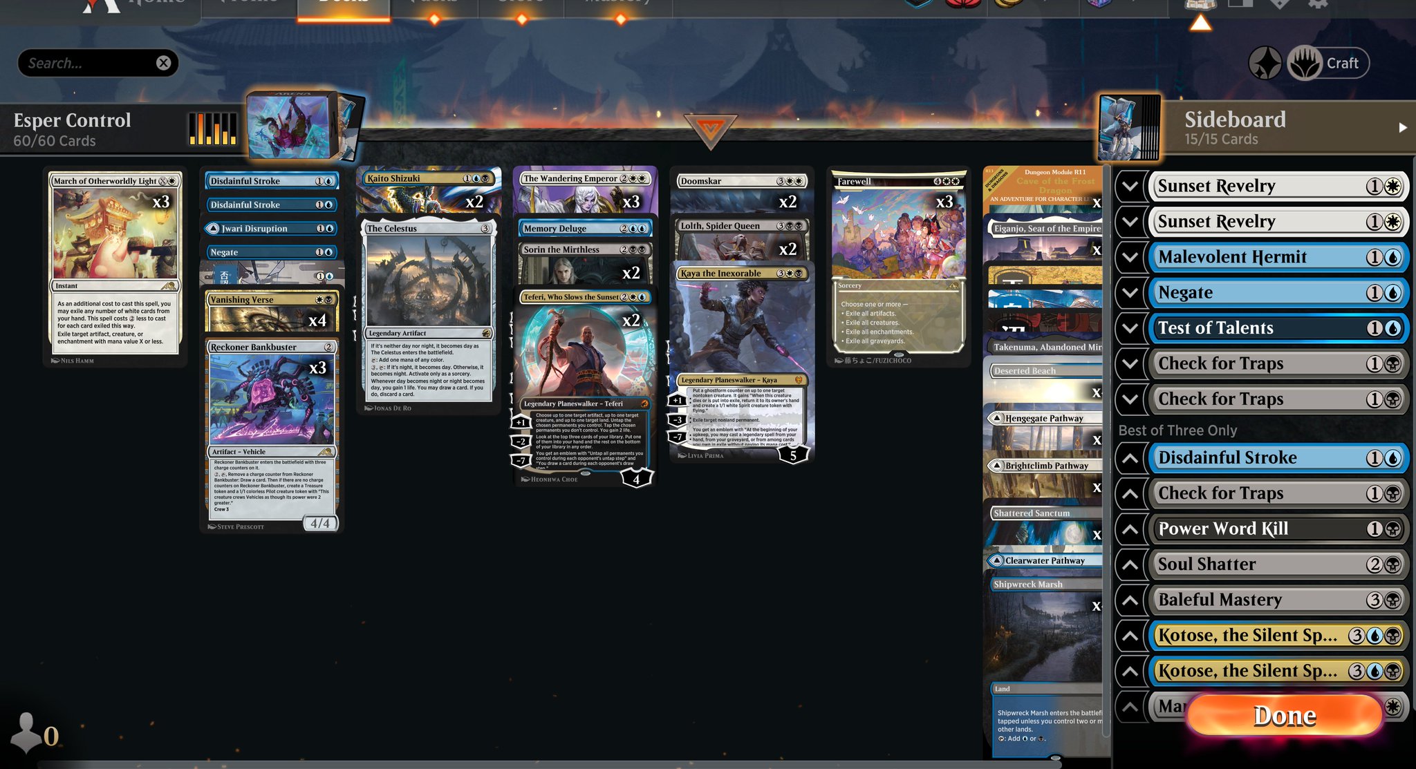 TheAsianAvenger al Twitter: "Really love this Esper Control deck. Been a  pretty smooth climb. It's been a while since I've been this addicted to  Standard. #MTGArena #MTGNeon https://t.co/pEr6tzezFx" / Twitter