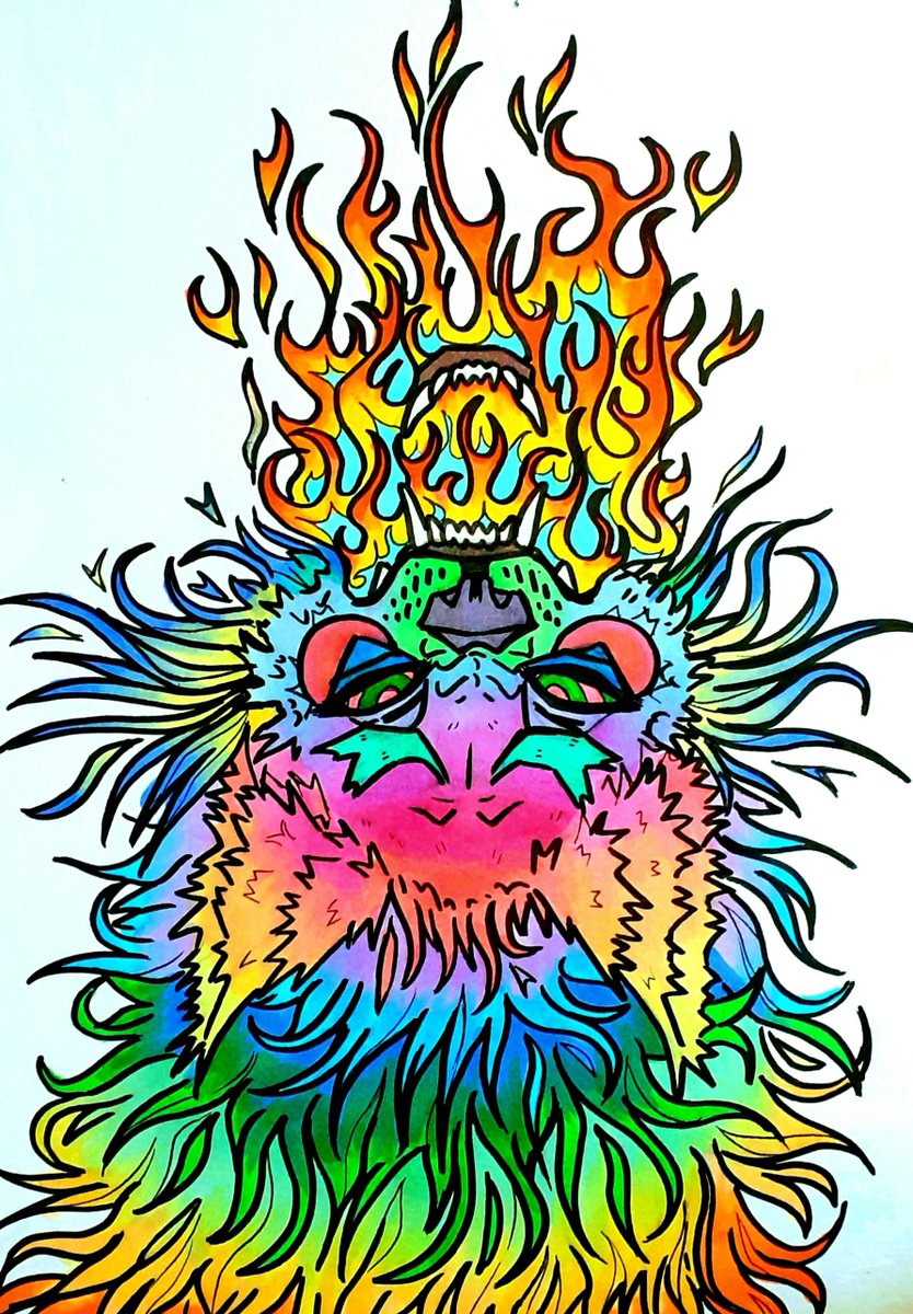 avics_animosity's tweet photo. I planned on shading this but y'know what? These colours are too wonderful to cover in shadow. 
Why does every art piece I make look like it belongs on a skateboard?
#art #furry #furryart #furries #wolf #artist #ArtistOnTwitter https://t.co/SjVWb7qphJ