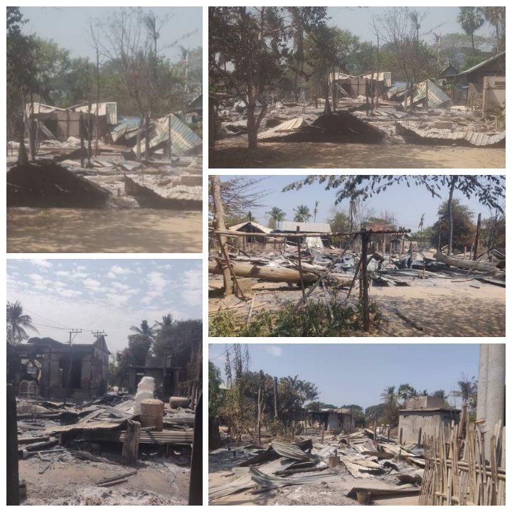 spring_2021's tweet photo. Update

On the night of Mar5,SAC Troops stormed HmanTaw Village,Khin_U Tsp,Sagaing with gunshots,set fire to 25civilian houses,killed 3locals and planted landmines near the bodies. KoMyoKyaw and KoThanNgwe were #TorturedToDeath and KoMyoTint was #BurntAliveByJunta 

#2022Mar6Coup https://t.co/zwQmr197Bw