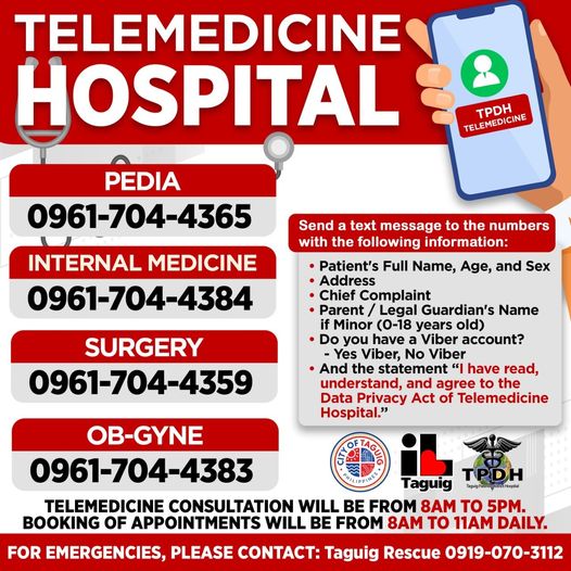 I Love Taguig on Twitter "TELEMEDICINE HOSPITAL Taguig City continues to provide safe and