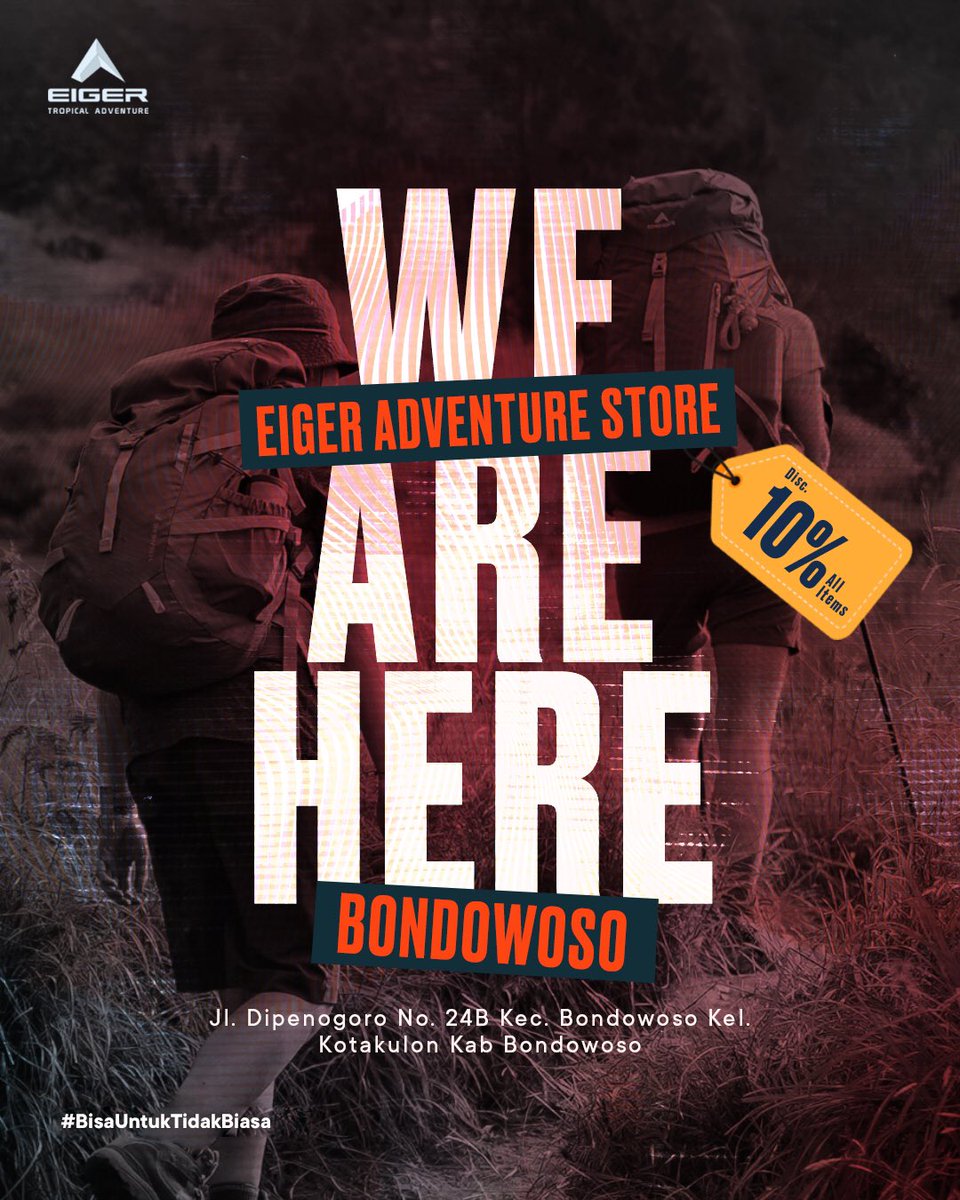 eigeradventure's tweet photo. Yang ada di daerah Bondowoso, yuk merapat!
#EigerAdventure #EigerTropicalAdventure #OpeningStore #Bondowoso https://t.co/xWh5URyKks