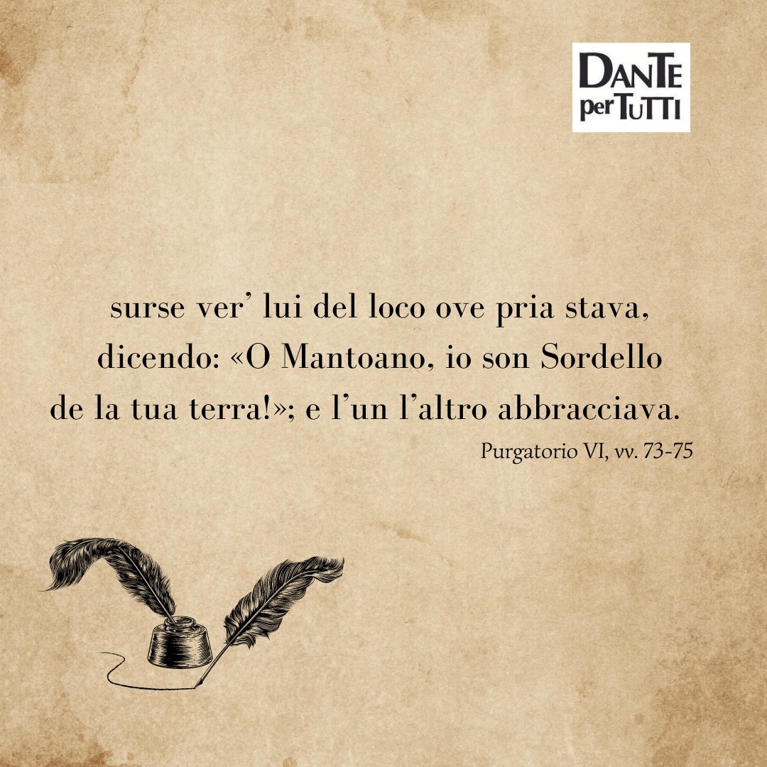 ✒️ #DanteInTerzine 
L'abbraccio tra Sordello e Virgilio.
Parleremo di questo momento commovente giovedì, alle 20, al Teatro Flavio.

👉🏼 bit.ly/3tjVro3