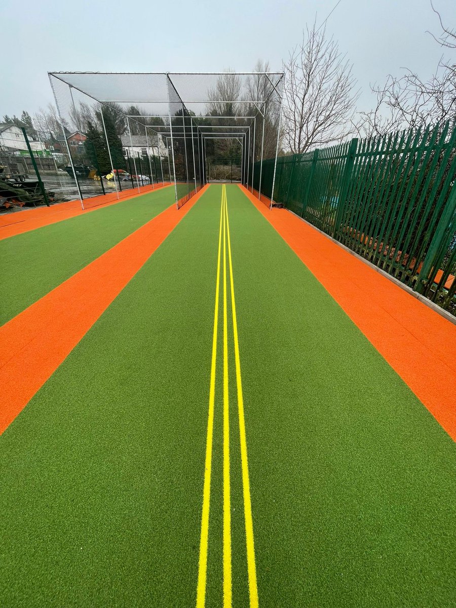 NottsSport's tweet photo. A stunning double bay cricket facility complete with training lines and bespoke surrounds. The practice area at @WernethCCnews has a brand new look. Notts Sport Cricket North @BinghamGround has done yet another excellent job. #cricket #cricketclub #bespoke #partnership https://t.co/NdvTIozO3S