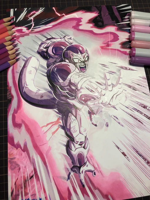 ドッカンバトルよりフリーザ(フルパワー)を模写しました!
#模写 #ドラゴンボール #ドッカンバトル  #コピック #色鉛筆 