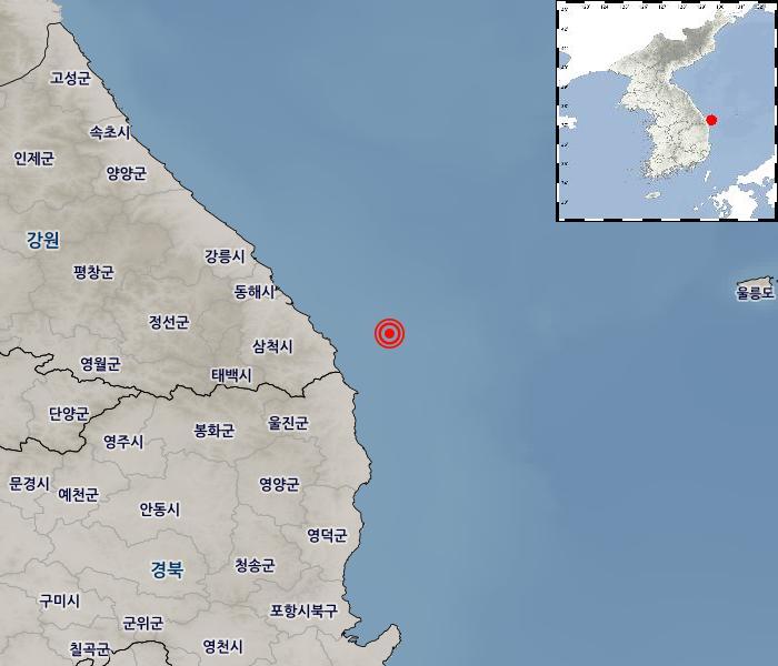 SmartTrafficIts's tweet photo. [지진정보] 03-06 18:40 강원 삼척시 동남동쪽 37km 해역 규모2.5 계기진도 : 최대진도 Ⅰ https://t.co/aDJjkhiYyk
