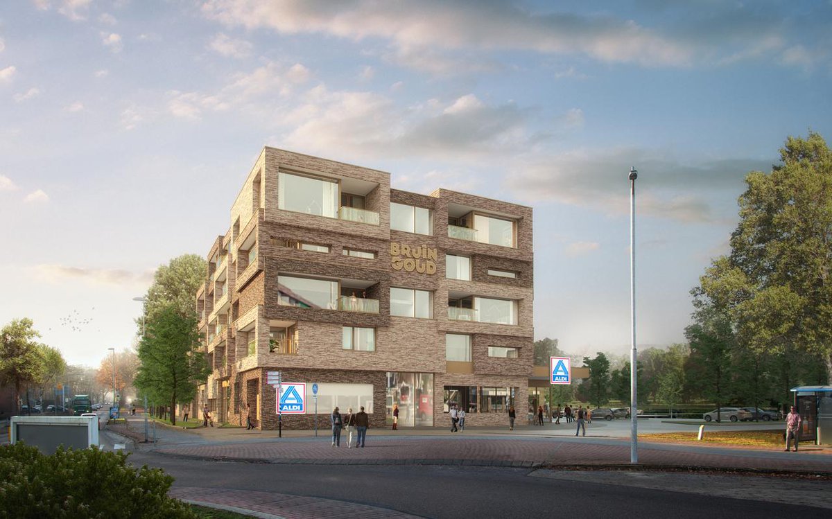 Prachtig nieuw wooncomplex en Aldi in Klazienaveen. Raadslid <a href="/KVelzing/">Karien Velzing🚜</a>: “Voor de uitstraling en leefbaarheid van Klazienaveen is het geweldig dat er op deze locatie nieuwe appartementen worden gebouwd." Meer info: bit.ly/3sKL3q7