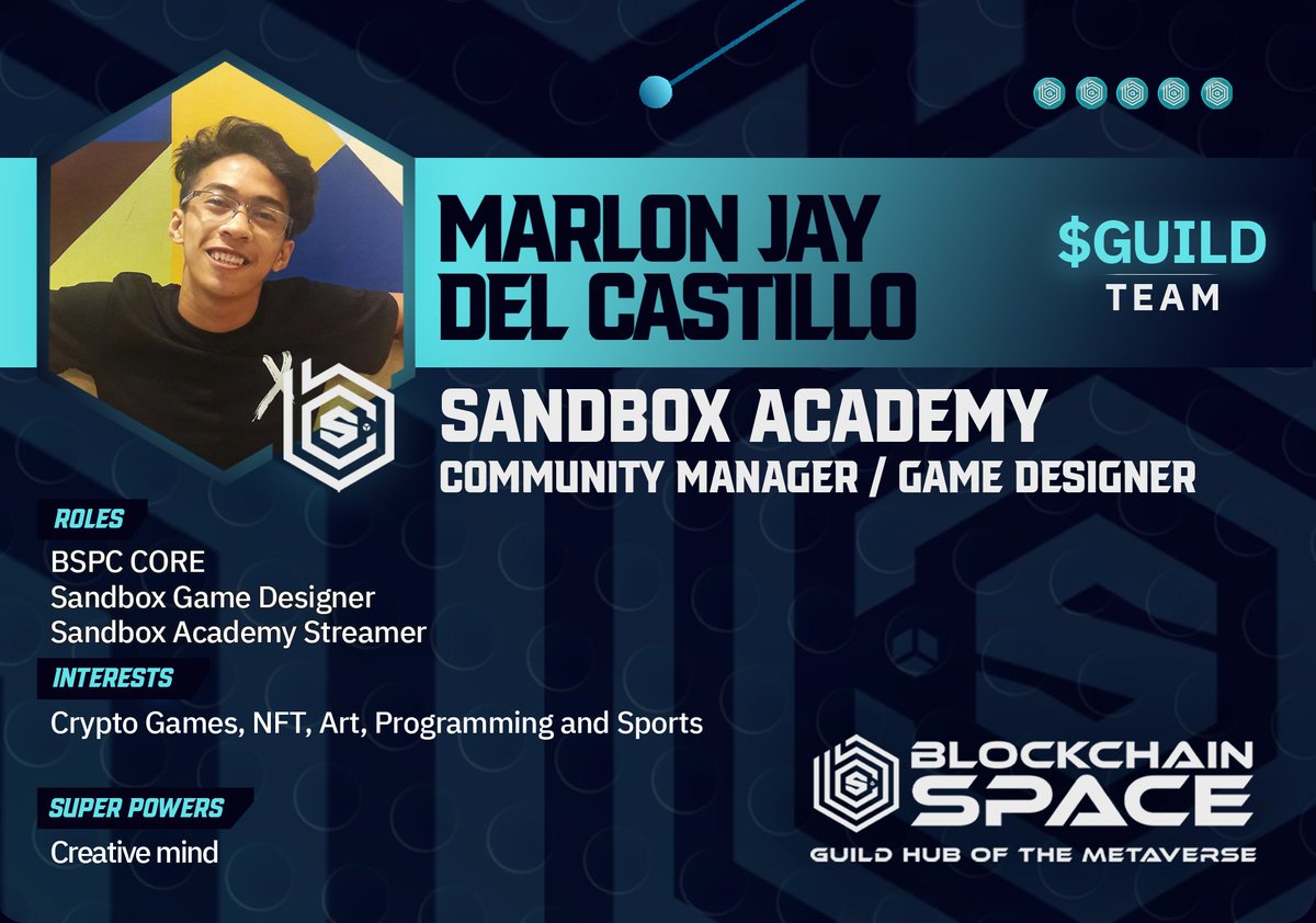 blockchainspc's tweet photo. Meet the #BlockchainSpace team grinding day in &amp; out to #BUIDL for you!🚀

👋 Say hello to PapiJaey, our @SandboxAcademy_ Designer &amp; Community Manager.

➡️ Check out his work &amp; our #PINASining #NFT Collection here: https://t.co/UTm19CmrHI

$GUILD #GameFi #PlayToEarn #Gaming #P2E https://t.co/cxtebPK5Pd