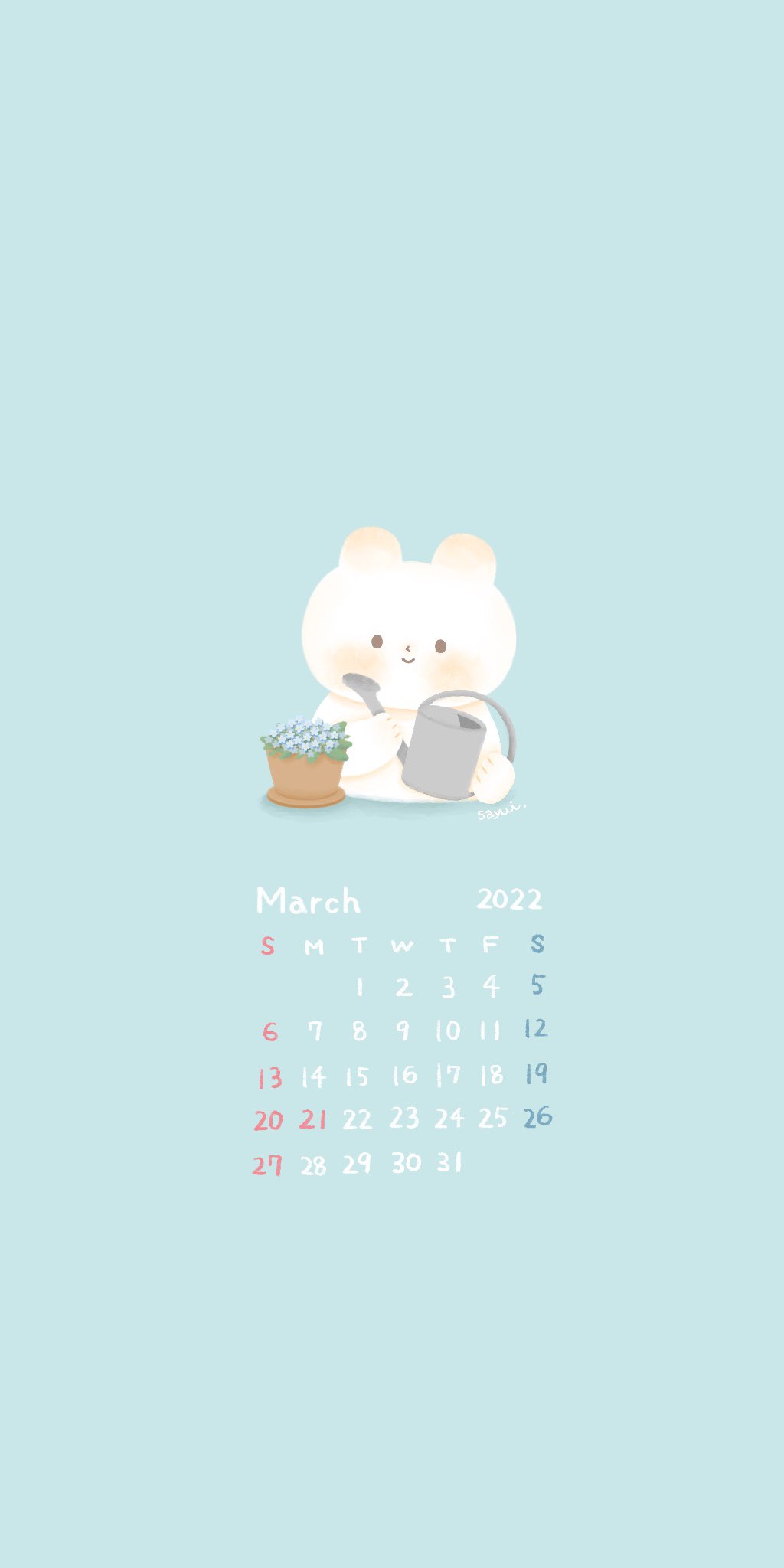 さゆい Poca Poca To 3月のカレンダーできました 月のお花シリーズ 今月はワスレナグサを描きました スマホのロック画面や壁紙に使ってもらえたらうれしいです アイコン使用禁止 個人利用の範囲でお楽しみください 3月カレンダー 22